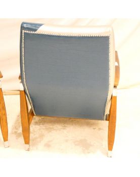 Paire de Fauteuils Bois Exotique avec Armature Métal