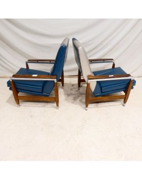 Paire de Fauteuils Bois Exotique avec Armature Métal