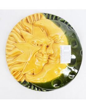 Bas Relief Sun and Moon Enameled