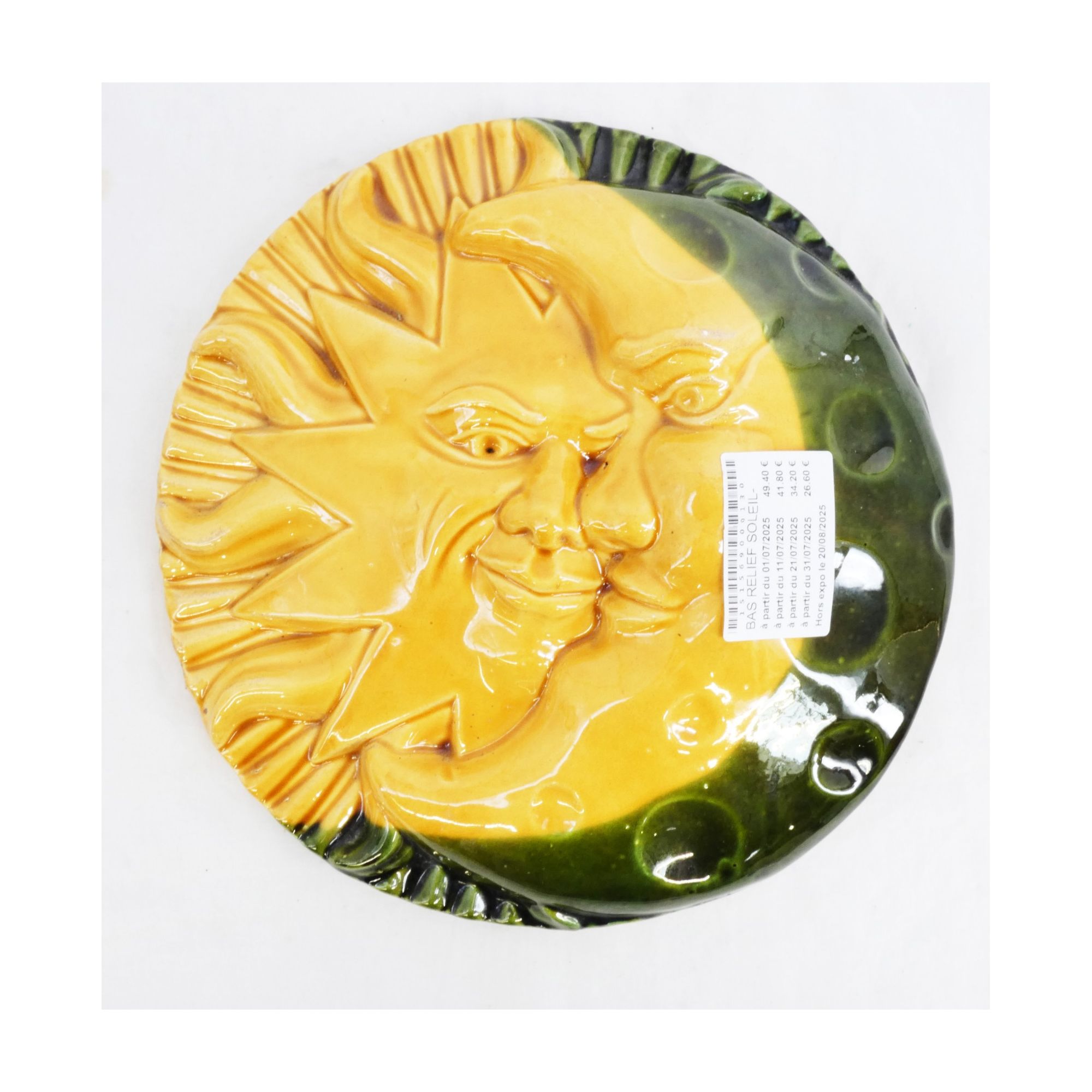 Bas Relief Sun and Moon Enameled Bas Relief Sun and Moon Enameled