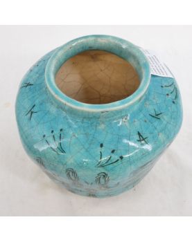 Green Enameled Asian Vase