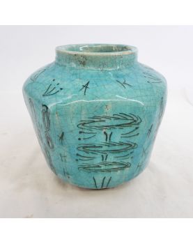 Green Enameled Asian Vase