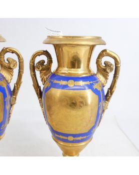 Pair of PARIS Porcelain Vases with Restoration