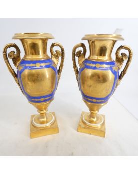 Pair of PARIS Porcelain Vases with Restoration