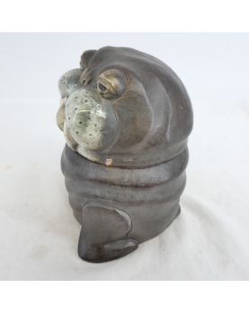 Seal Covered Pot in Earthenware and Leather Sheath