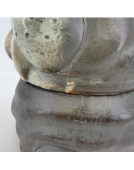 Seal Covered Pot in Earthenware and Leather Sheath