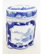 Covered Pot in Asian Blue Earthenware