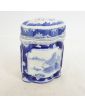 Covered Pot in Asian Blue Earthenware