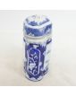 Covered Pot in Asian Blue Earthenware