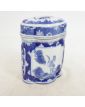 Covered Pot in Asian Blue Earthenware
