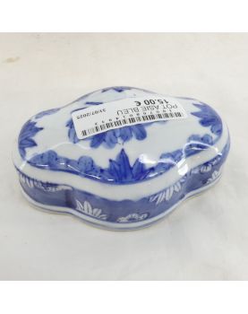 Covered Pot in Asian Blue Earthenware