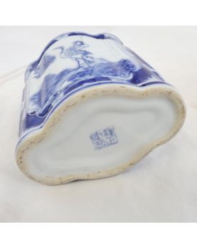 Covered Pot in Asian Blue Earthenware