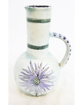 Earthenware Pitcher with Floral Decor
