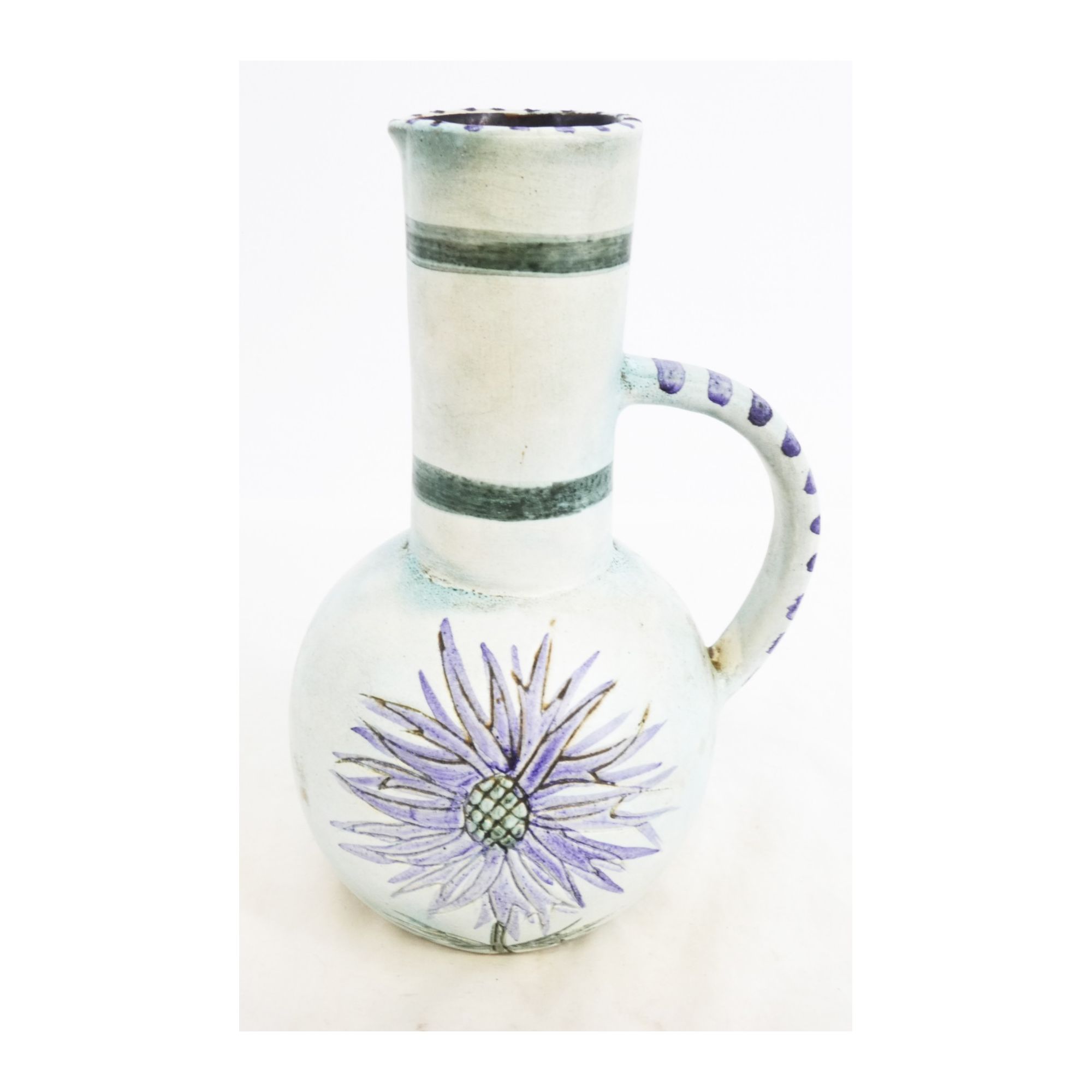 Earthenware Pitcher with Floral Decor Earthenware Pitcher with Floral Decor