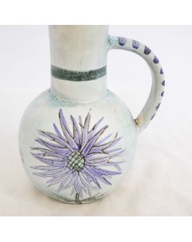 Earthenware Pitcher with Floral Decor
