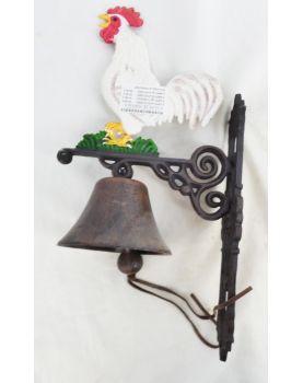 Painted Gate Bell with Rooster Decor