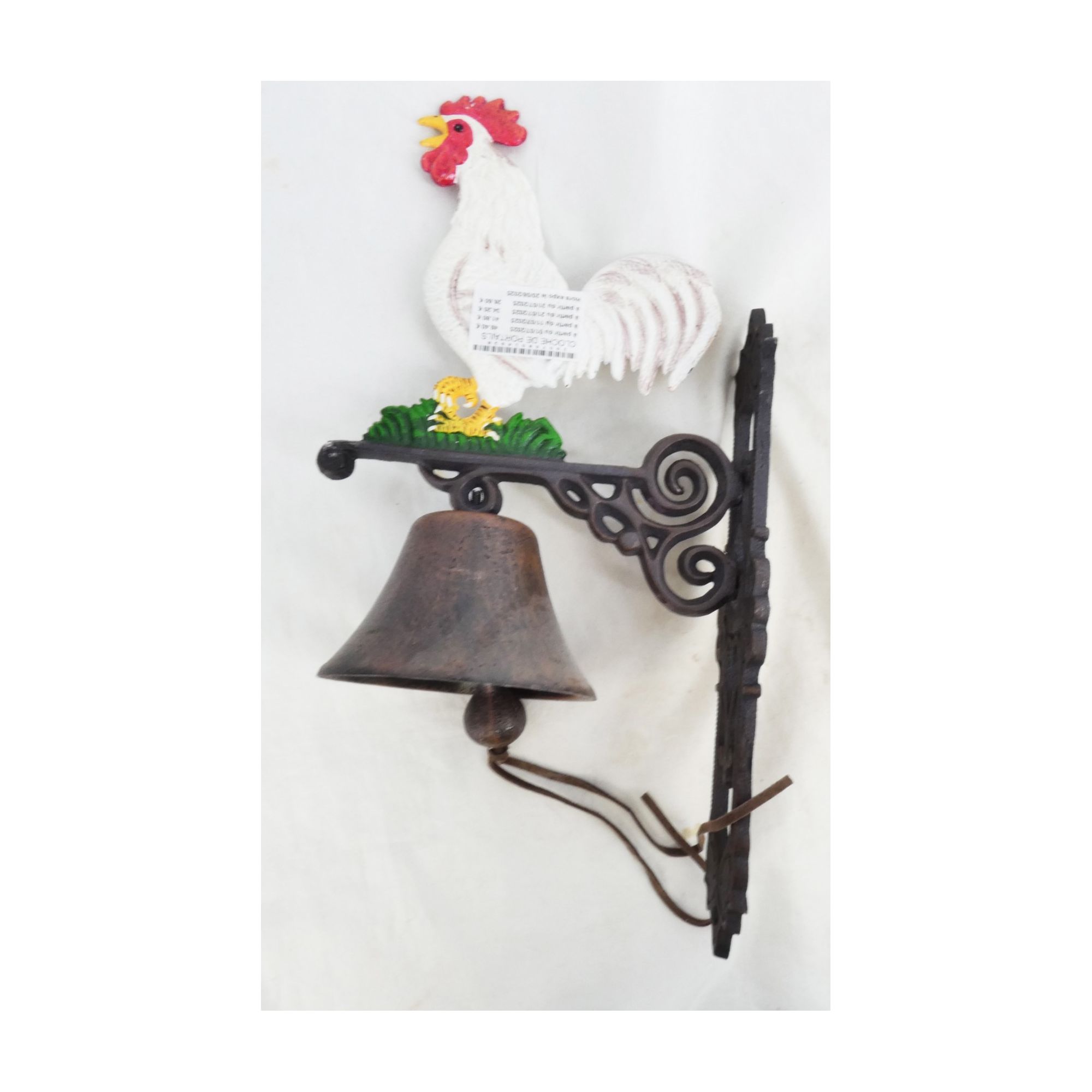 Painted Gate Bell with Rooster Decor Painted Gate Bell with Rooster Decor