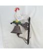 Painted Gate Bell with Rooster Decor