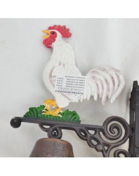 Painted Gate Bell with Rooster Decor