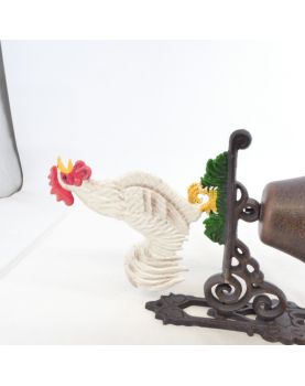 Painted Gate Bell with Rooster Decor