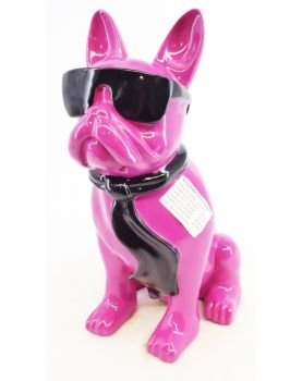 Modern Resin Pink Dog with Tie