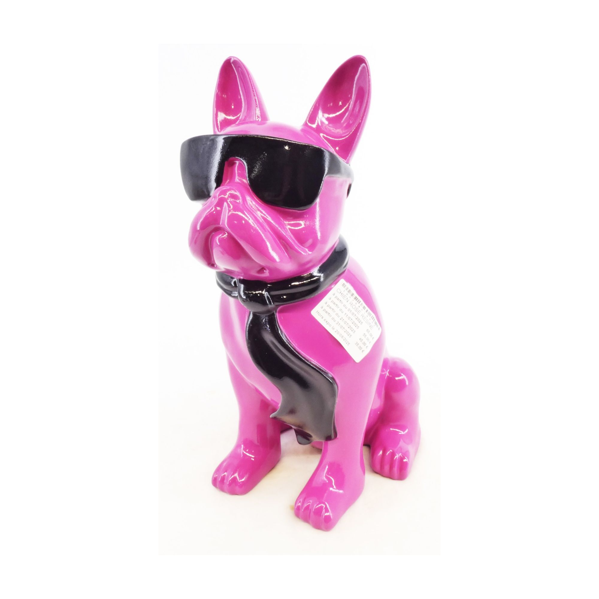 Chien Rose avec Cravate en Résine Moderne Chien Rose avec Cravate en Résine Moderne