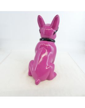 Modern Resin Pink Dog with Tie