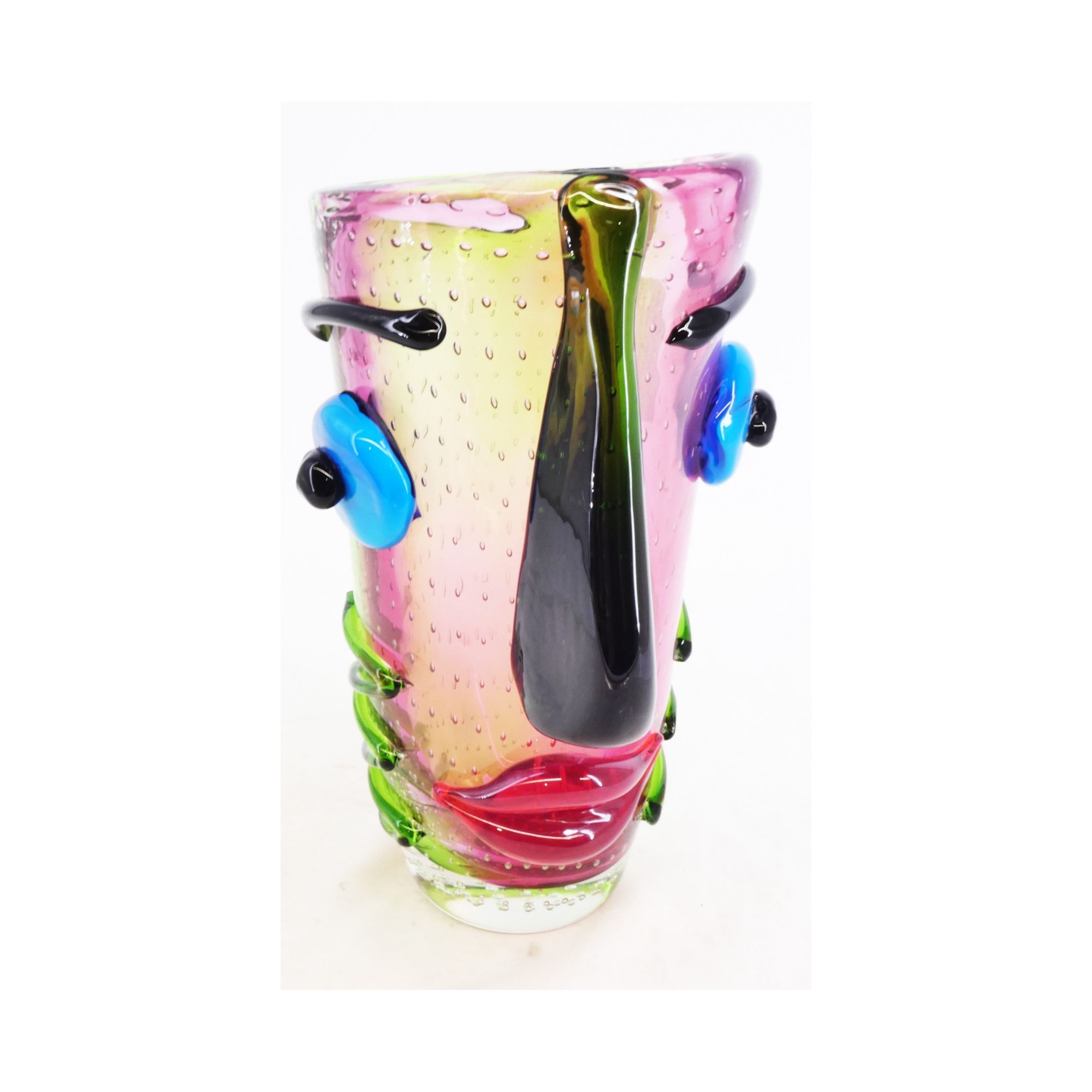 Vase Visage en Verre Soufflé avec Bulles Vase Visage en Verre Soufflé avec Bulles