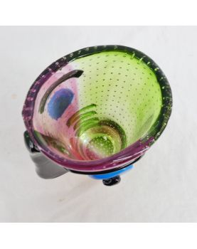Blown Glass Face Vase with Bubbles