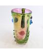 Blown Glass Face Vase with Bubbles