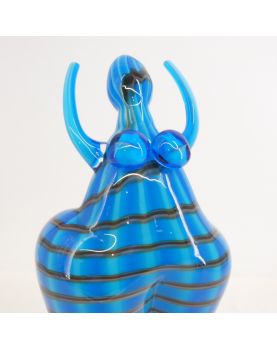 Sujet Femme en Verre Soufflé Bleue