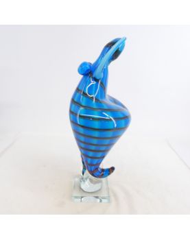 Sujet Femme en Verre Soufflé Bleue