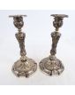 Paire de Bougeoirs en Bronze Argenté