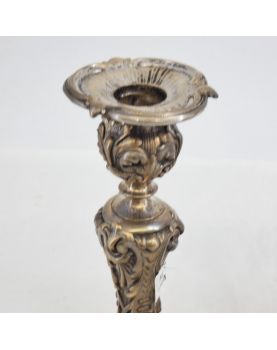 Paire de Bougeoirs en Bronze Argenté