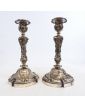 Paire de Bougeoirs en Bronze Argenté