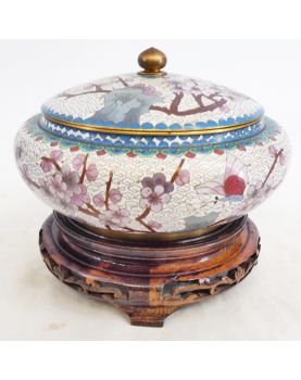 Bonbonnière Cloisonnée sur Socle in Wood