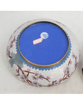 Bonbonnière Cloisonnée sur Socle en Bois