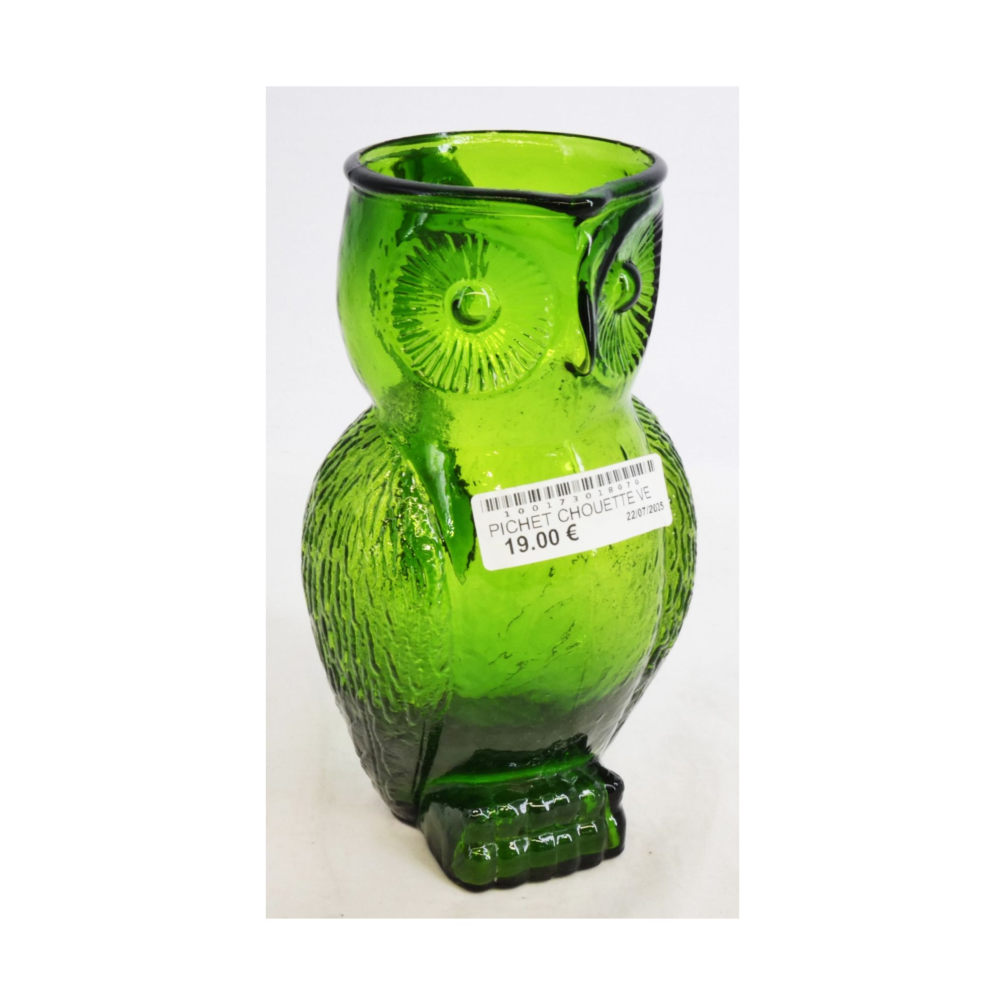 Green Glass Owl Pitcher Green Glass Owl Pitcher