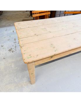 Ancienne Grande Table en Sapin 2 Tiroirs