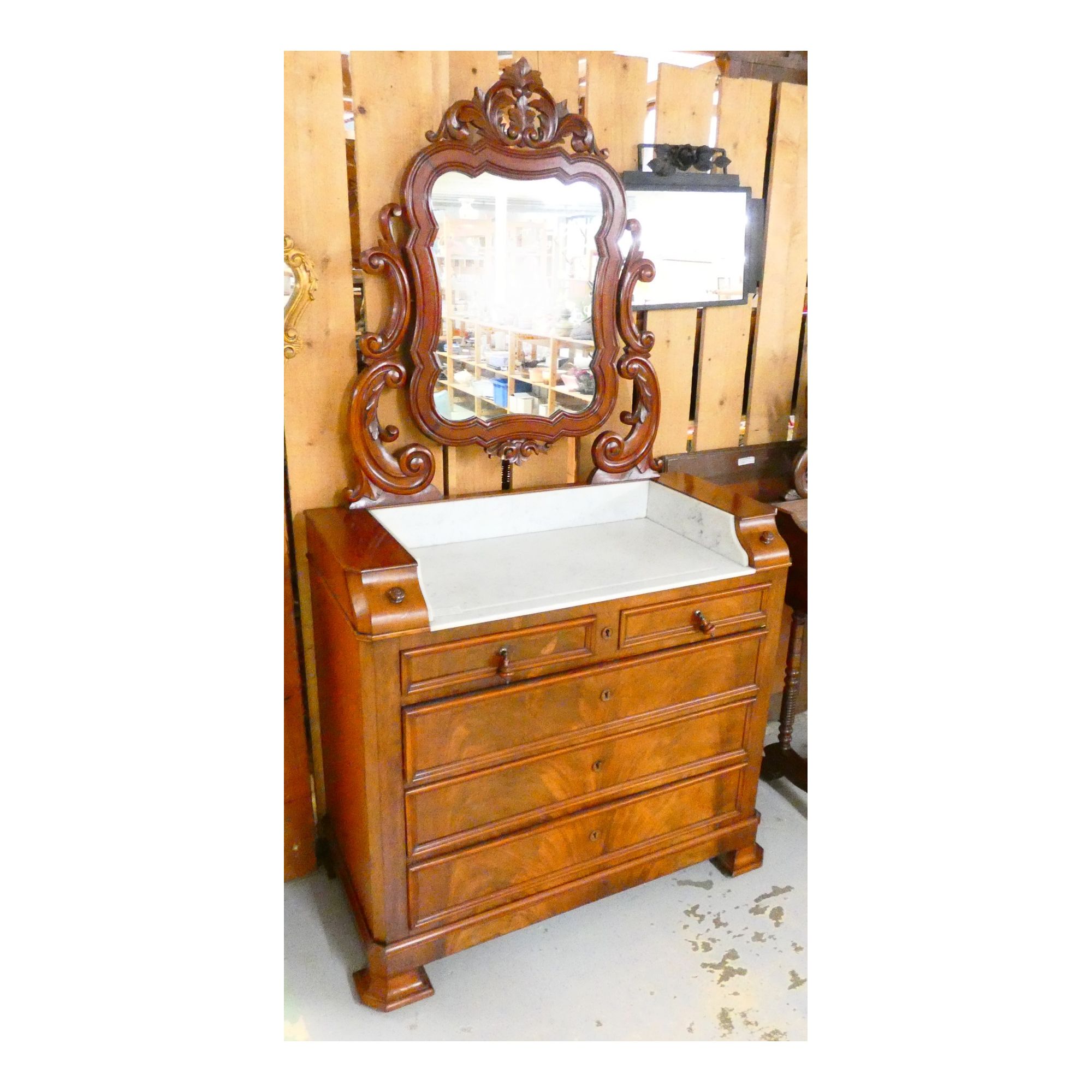 Hairdresser with Dessus in Marble White Hairdresser with Dessus in Marble White