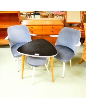 Set of 2 Armchairs, Stool and Table from the 50s