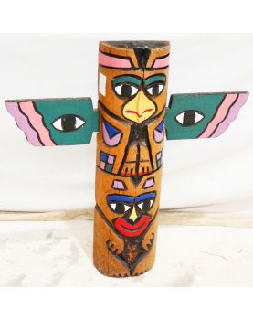Totem en Bois Polychrome