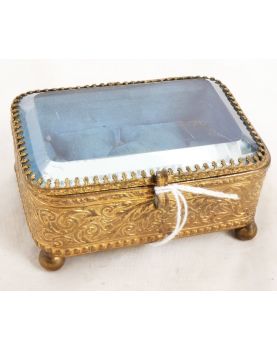Petit Coffret à Bijoux en Métal Doré