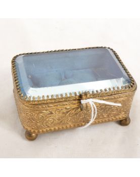 Petit Coffret à Bijoux en Métal Doré