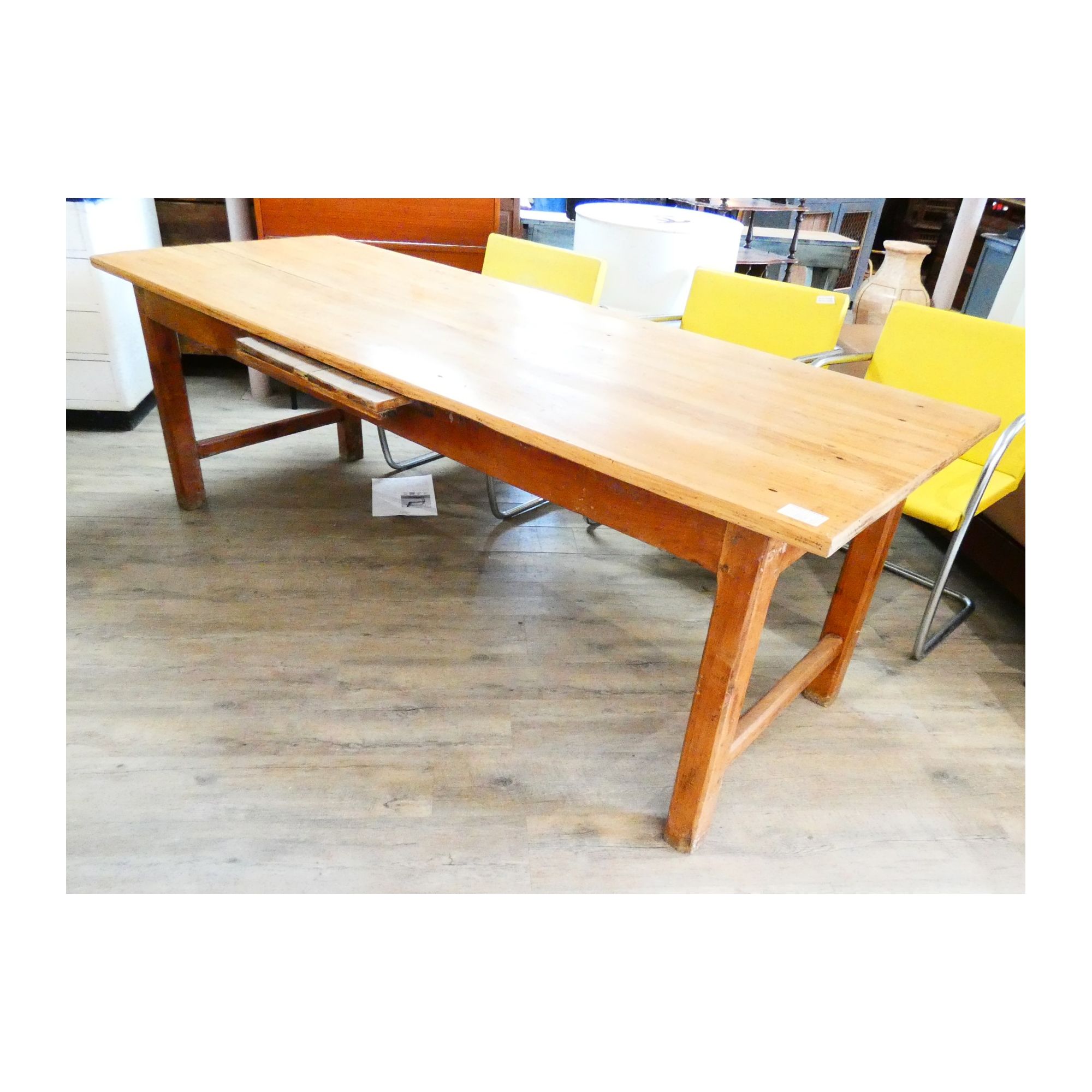 Antique Cherry Wood Farmhouse Table with 1 Shelf Antique Cherry Wood Farmhouse Table with 1 Shelf