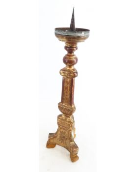 Golden Wooden Candle Holder Repainted on 2 Sides