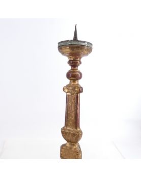 Golden Wooden Candle Holder Repainted on 2 Sides