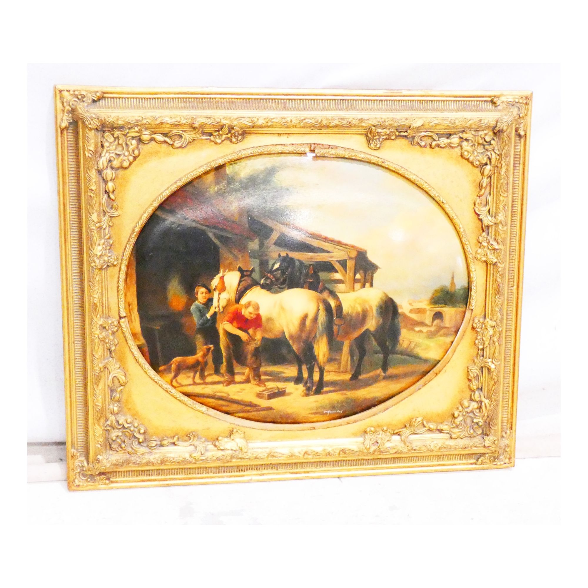 Farrier Painting in Golden Frame Farrier Painting in Golden Frame