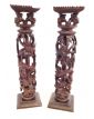 Pair of Asian Ornate Wooden Ornaments