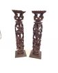 Paire d’Ornements en Bois Ouvragé Asiatique